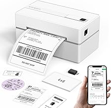 Bluetooth Thermal Shipping Label Printer, 4x6 Portable Thermal Address Label Printer for Small Business, Compatible with iPhone,Android,Windows,Mac–Works with Ebay Shopify USPS&More, White