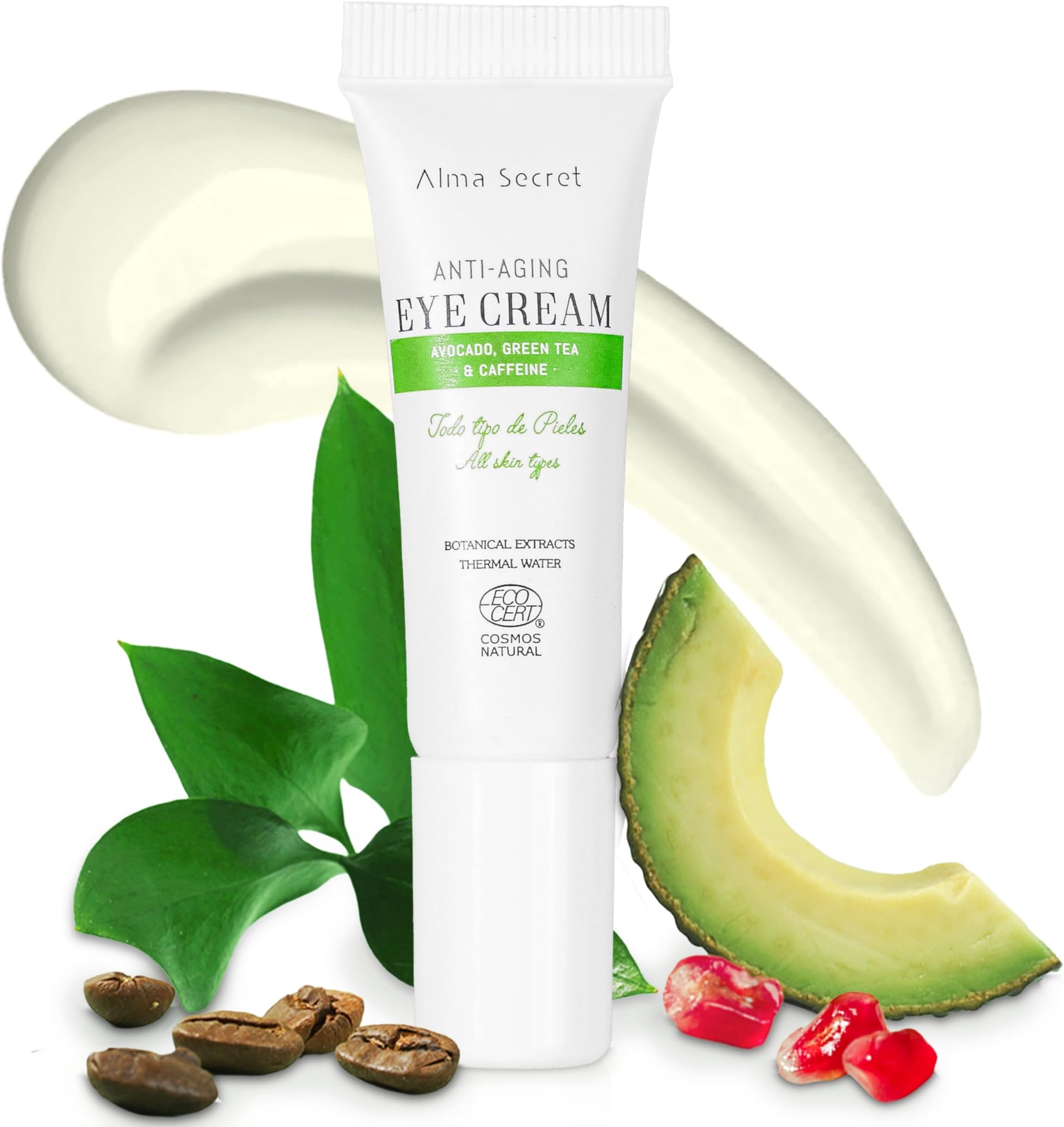 1967-11614 Eye Cream Antiedad Con Aguacate, Te Green & Cafeina 10 ml for Adults, Designed for Hydration, Nourishment and Skin Care, 10 ml, Green