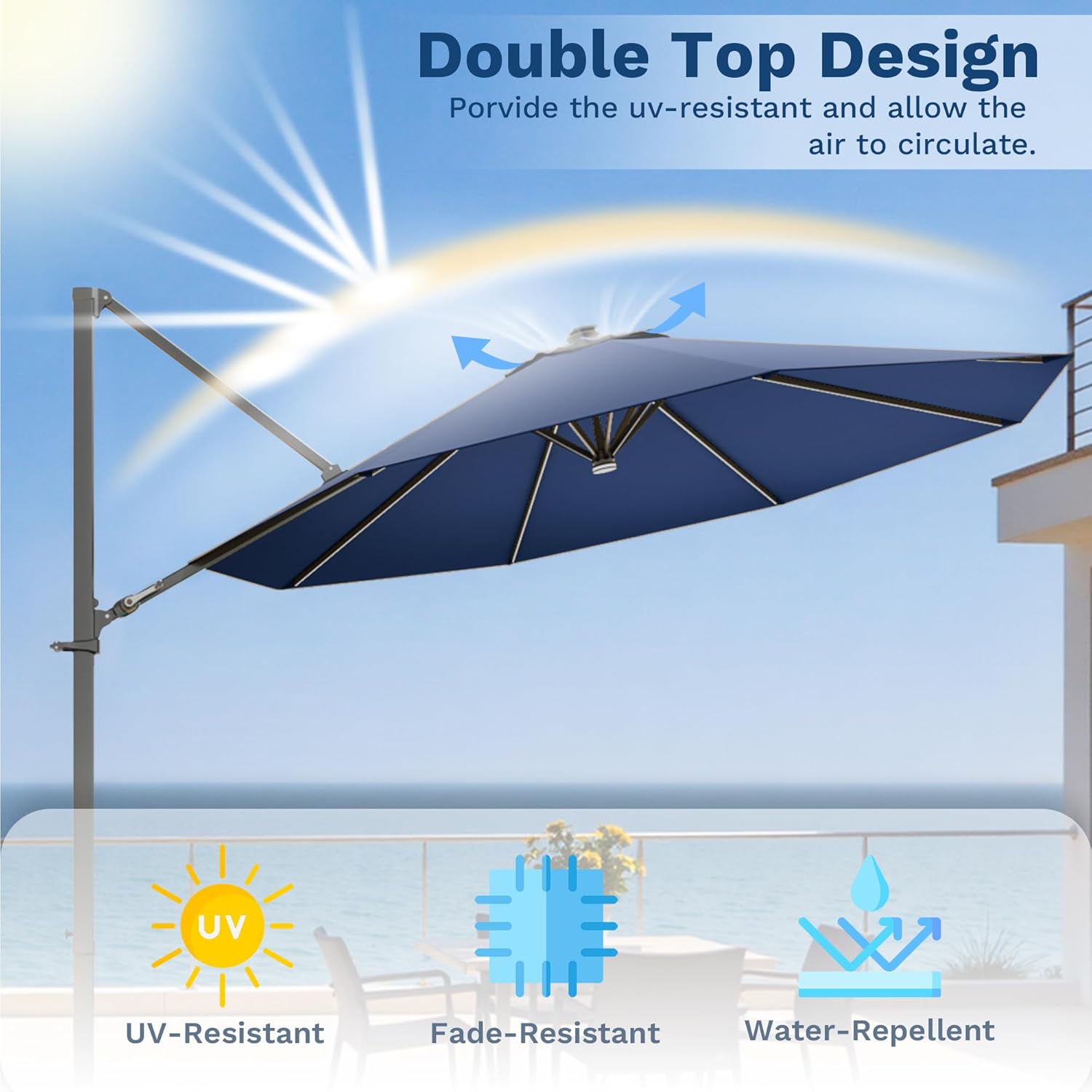 Ergonomic handle and individual crank system for umbrella