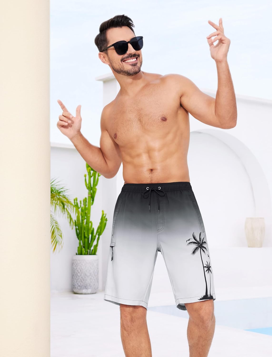 SILKWORLD Mens Swim Trunks with Compression Liner Quick Dry 9" Bathing Suit Summer Beach Swimming Shorts with Zip Pockets - Image 3