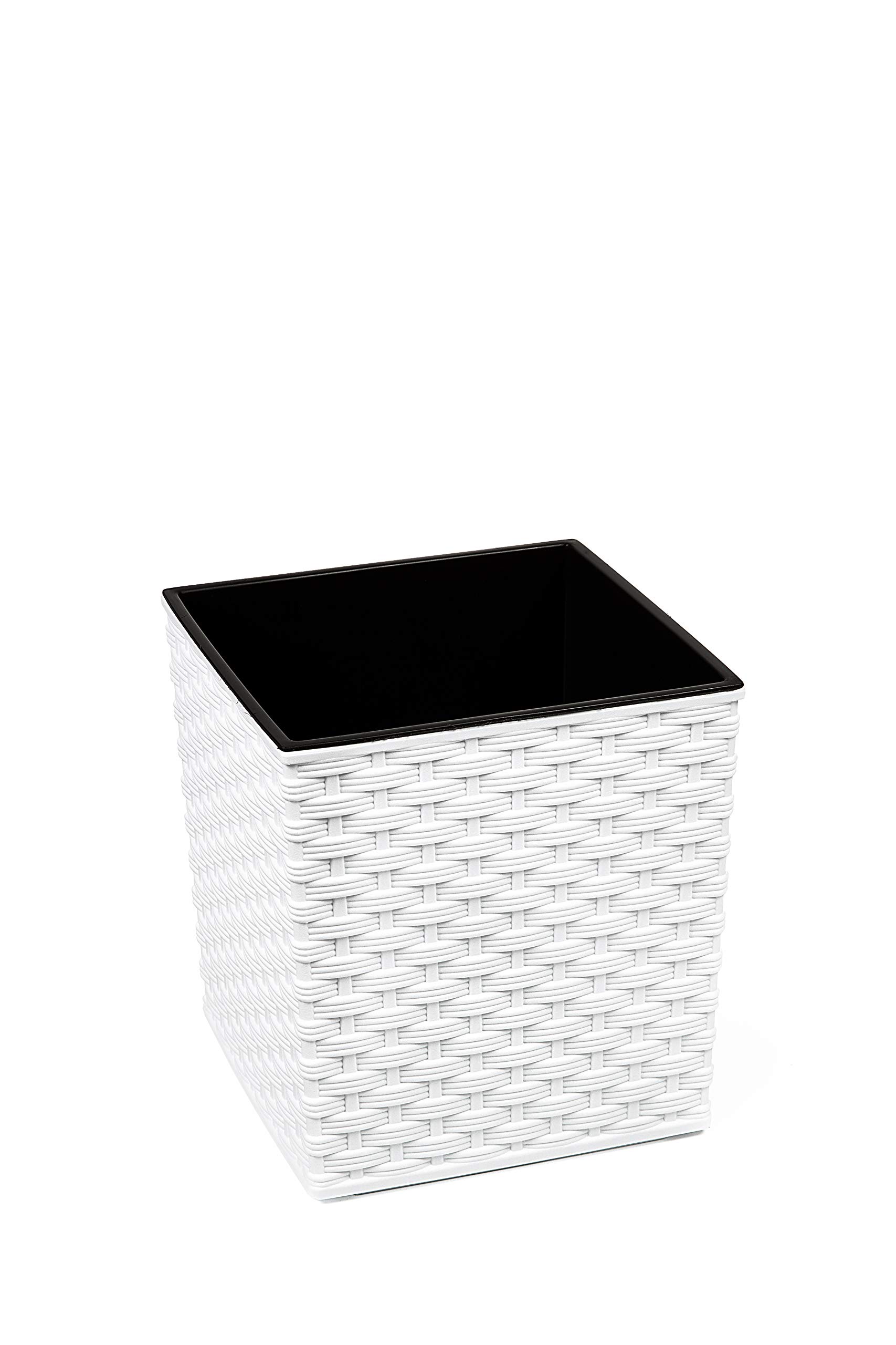 Gordanluk Low Flowerpot Rattan Designed Flowerpot with removable liner large plant pots indoor large plant pots outdoor plant pot flower pots (White, 30 x 31 cm)
