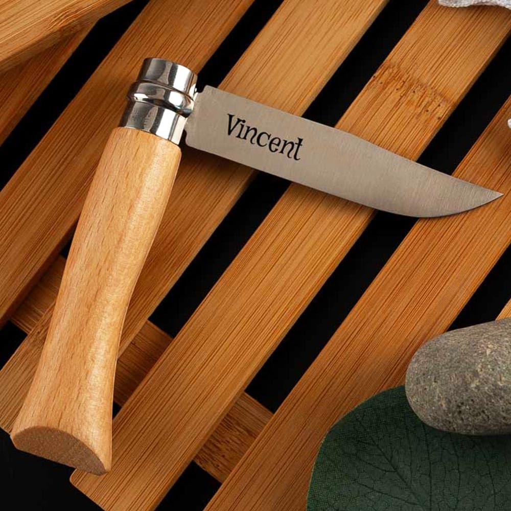 Ocadeau Navaja plegable personalizada para hombre – Grabado de texto en la hoja – Navaja Francesa personalizable – Idea de regalo para cumpleaños, navidad y día del padre