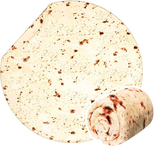 Miniatura 2 de Vessia Manta de tortilla de burritos (beige, 60 pulgadas), manta gigante realista divertida de comida para adultos y niños, 300 GSM, doble cara,