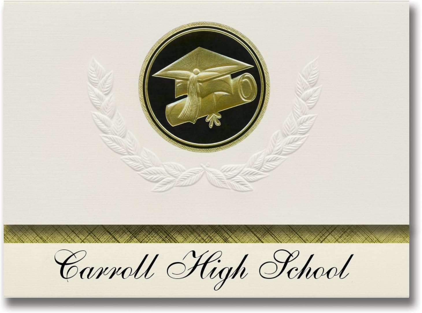 Carroll High School (Carroll, IA) Graduation Announcements, Presidential style, Basic package of 25 Cap & Diploma Seal. Black & Gold.