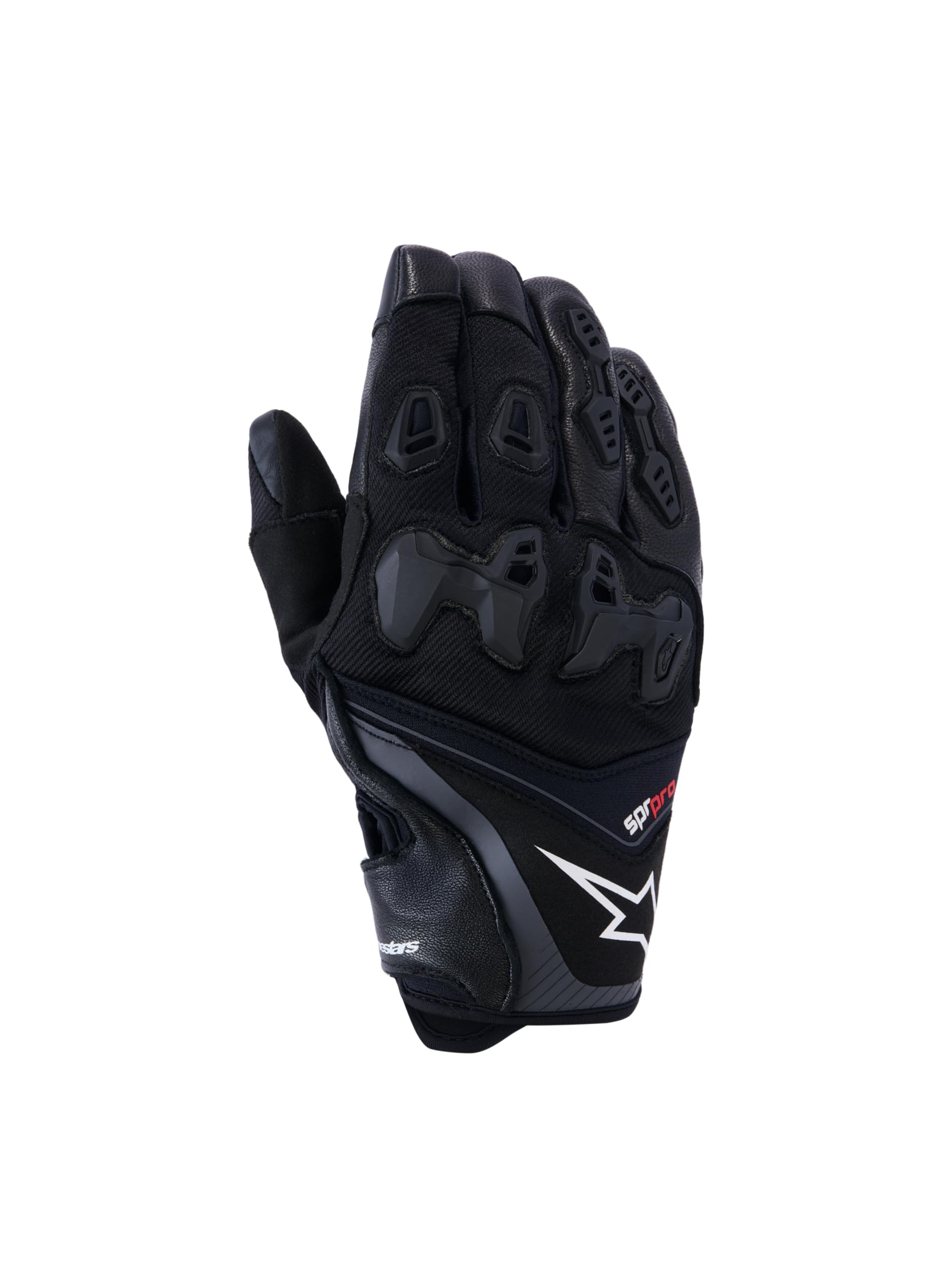 Guantes de moto Alpinestars SP-R Pro para hombre, guantes de carreras de motocicleta, cuero de cabra de grano completo, nudillos SP-R TPU - M, negro