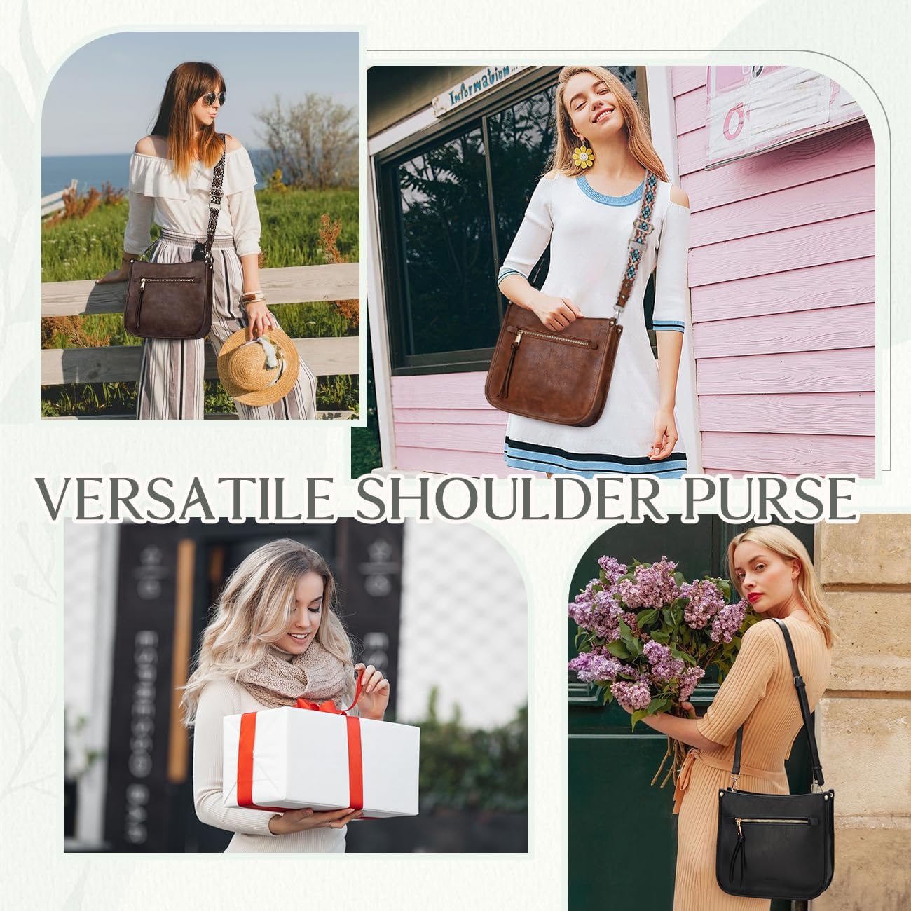 VASCHY Crossbody Bag Purse for Women,Fashion Vegan Leather Hobo Handbag Shoulder Bag Purse with Guitar Strap