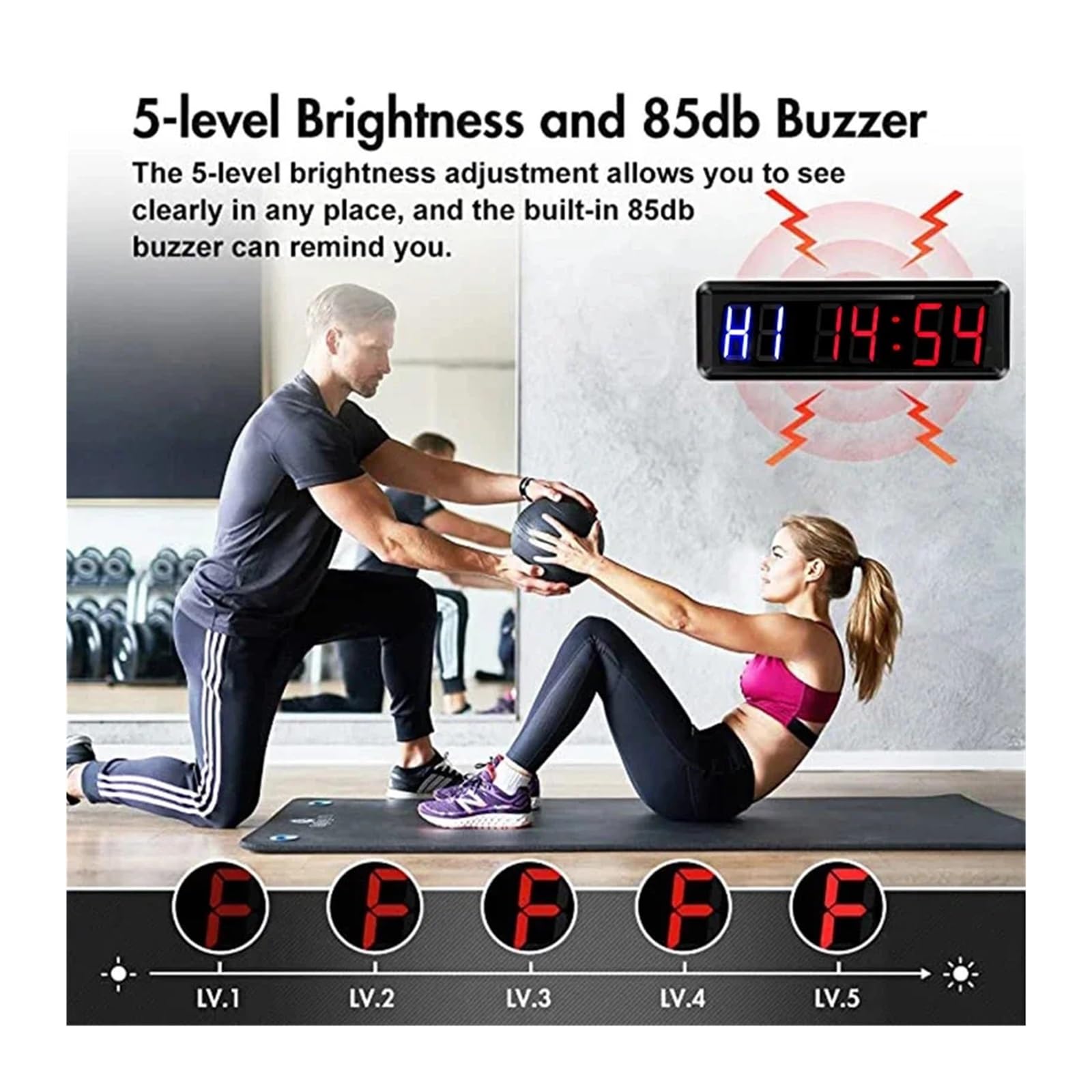 Timer palestra, 1.5 "Timer LED a 6 cifre Boxe PALESTRA Tabata EMOM Intervallo Conto alla rovescia programmabile/UP Stopwath Orologio in tempo reale