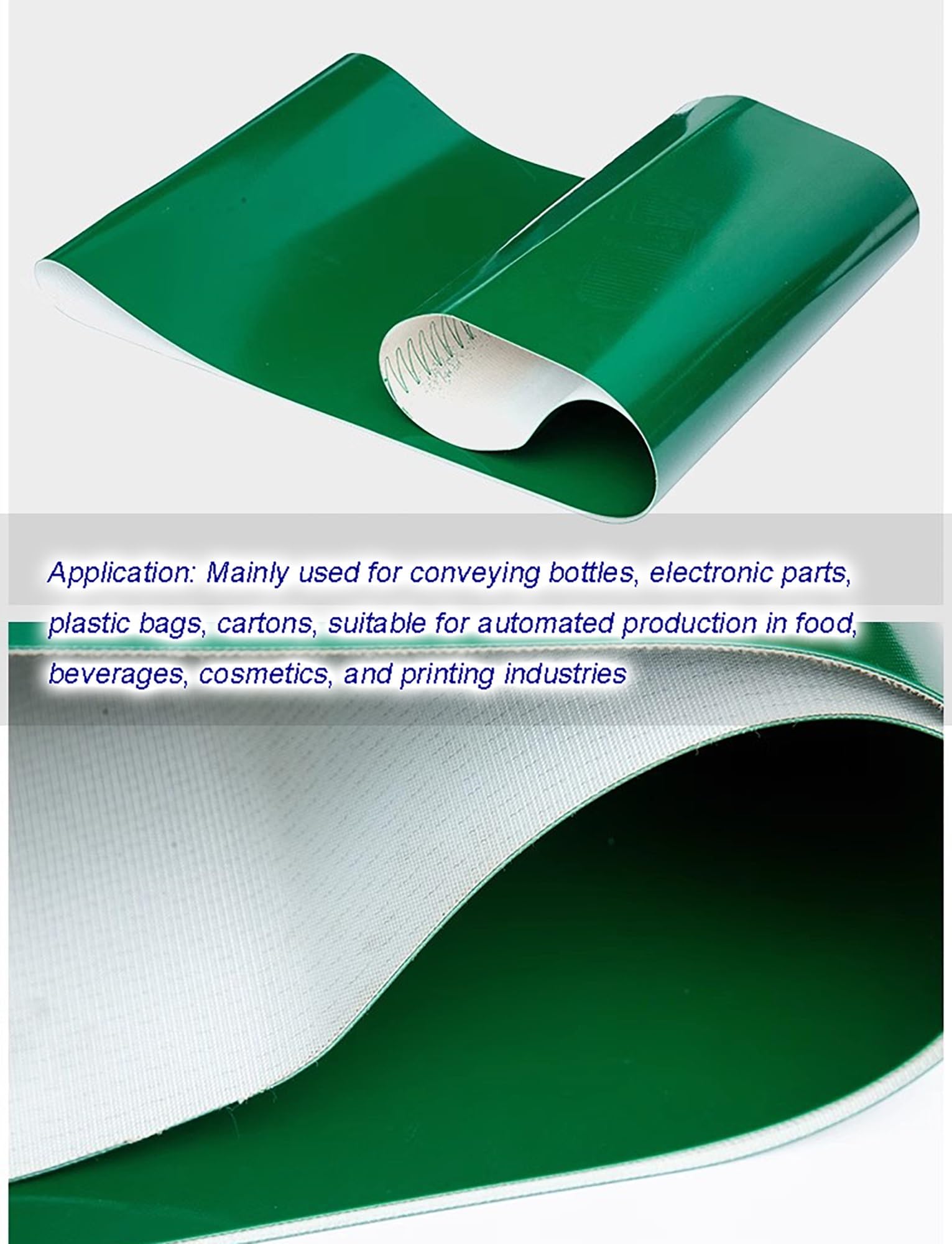 mm grünes PVC-Förderband, industrielle Förder- und Transporttechnik, kleines Reibungsriemenrad, geeignet für Verpackungen, hochbelastbar 50 x 300 cm (20 x 118 Zoll).