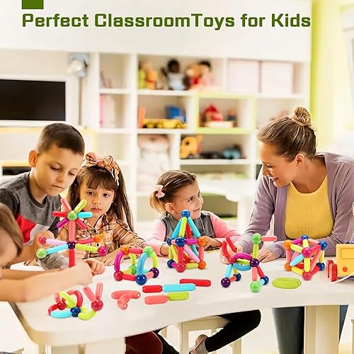 Miniatura 7 de AZEN Juego de 200 bloques de construcción magnéticos, imanes para niños de 3, 4, 5, 6 años, juguetes para niños de 3 a 5 años, bolas magnéticas y