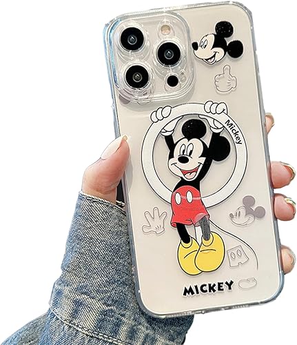 Funda magnética para iPhone 13 Pro, linda funda Micky para mujeres y niñas, protección completa del lente de la cámara, compatible con carcasa