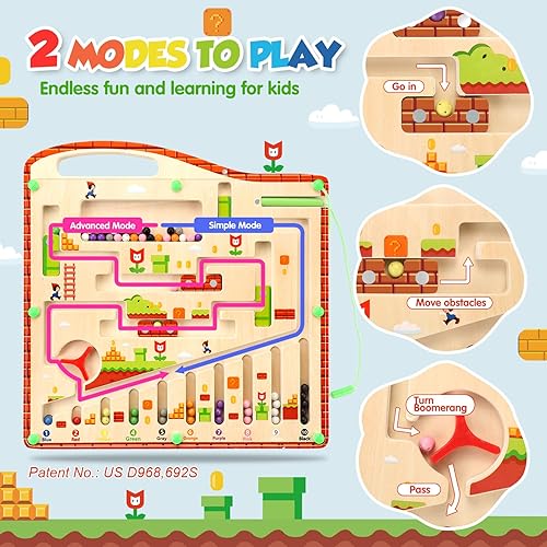 Miniatura 2 de oathx Laberinto magnético de color y números, juguetes Montessori de motricidad fina para niños de 3 años en adelante, tablero de rompecabezas de