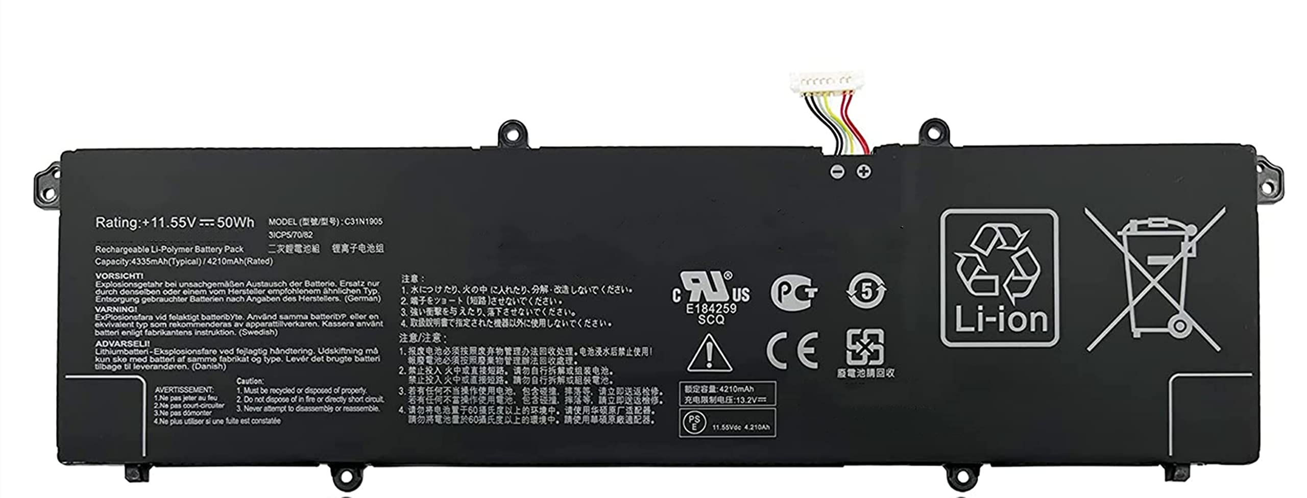 C31N1905 Bateria do laptopa Asus VivoBook S13 S330F S330FA S330FN S330UA S330UN S333 S333JA S14 S433FA S433EA M433IA S433FL S433IA S433IA 15 S5 33FA S533FL S533EQ 50Wh