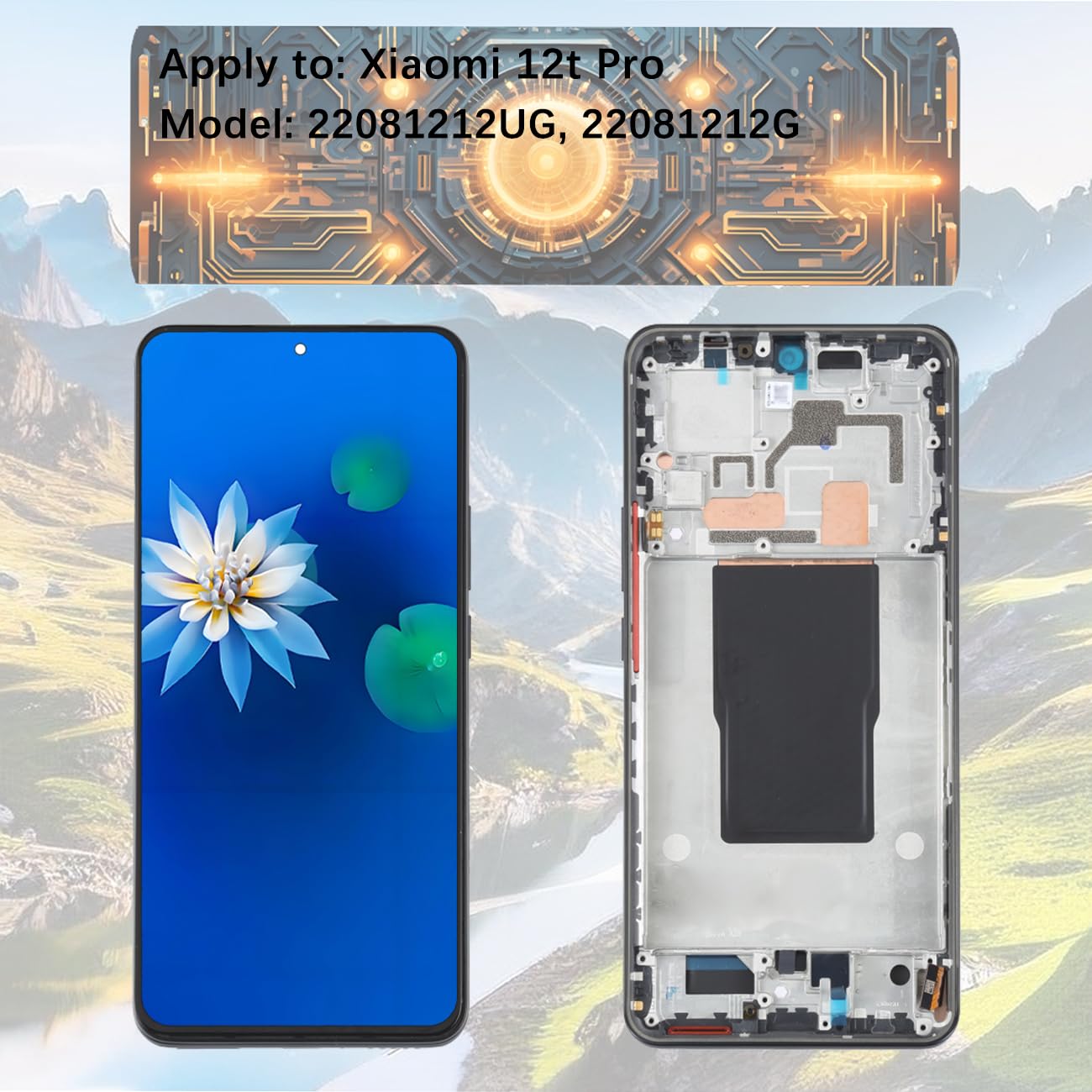 H&LYCYJ Pantalla LCD de repuesto para Xiaomi 12t Pro TFT 22081212UG 22081212G (negro con marco, sin huellas dactilares)