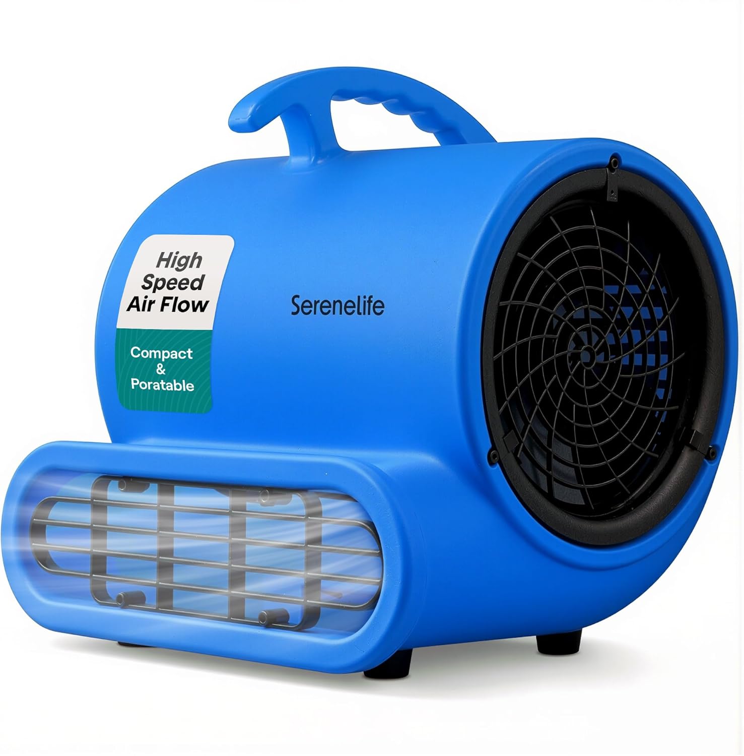 SereneLife Air Mover Blower Fan 1000 CFM – Powerful High Performance 3-Speed Fan for Floor & Carpet Drying, Portable Floor Fan w/Adjustable Tilt, Plug Multiple Units for Home Garage & Restoration Use