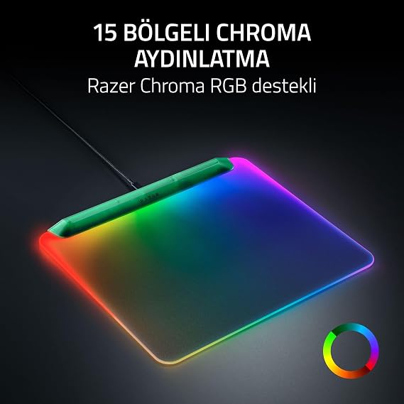 Razer Firefly V2 Pro Phantom Green Edition - Chroma RGB Tam Aydınlatmalı Oyun Mouse Mat (USB 2.0 Bağlantı Noktası, Mikro Dokulu Yüzey, Kaymaz Taban) Phantom Green