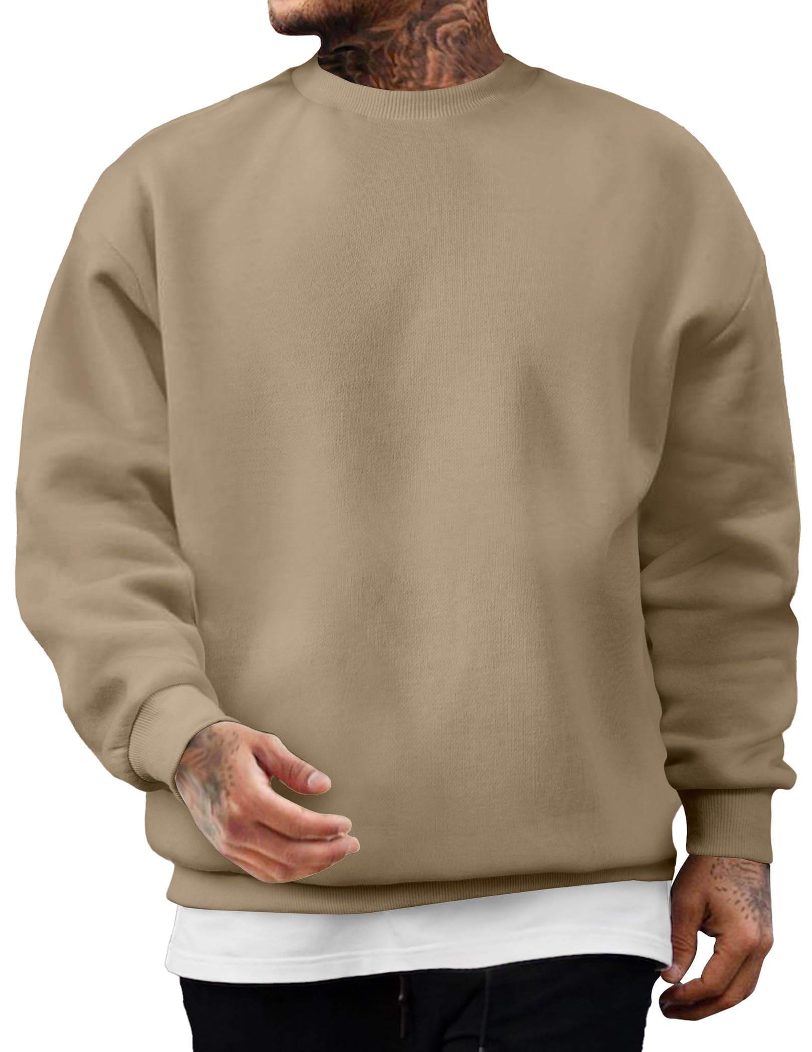 JMIERR Men's Casual Long Sleeves Crewneck Sweatshirts Cotton Pullover Sweatshirt for Men