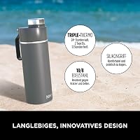 Ninja Thirsti 530ml Hőszigetelt Utazópalack - Szürke Rozsdamentes Acél Termosz Szénsavas, Hideg és Meleg Italokhoz, Szivárgásmentes Fedéllel 4