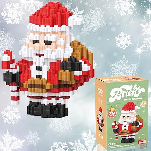 Bloques apilables de Navidad compatibles con Lego, Navidad, Papá Noel, juego de microbloques de construcción, caja de regalo de Año Nuevo, regalos