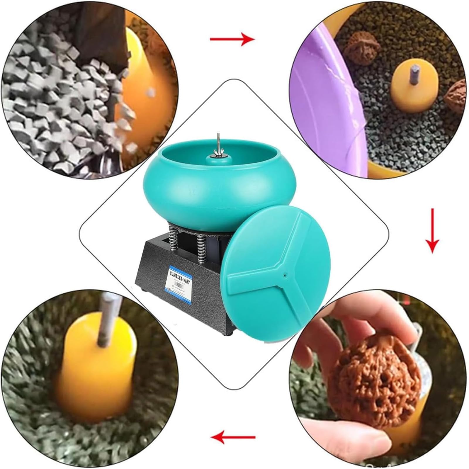 Grande machine de polissage à vibrations pour le nettoyage et le polissage de surfaces en pierre, bijoux et métal