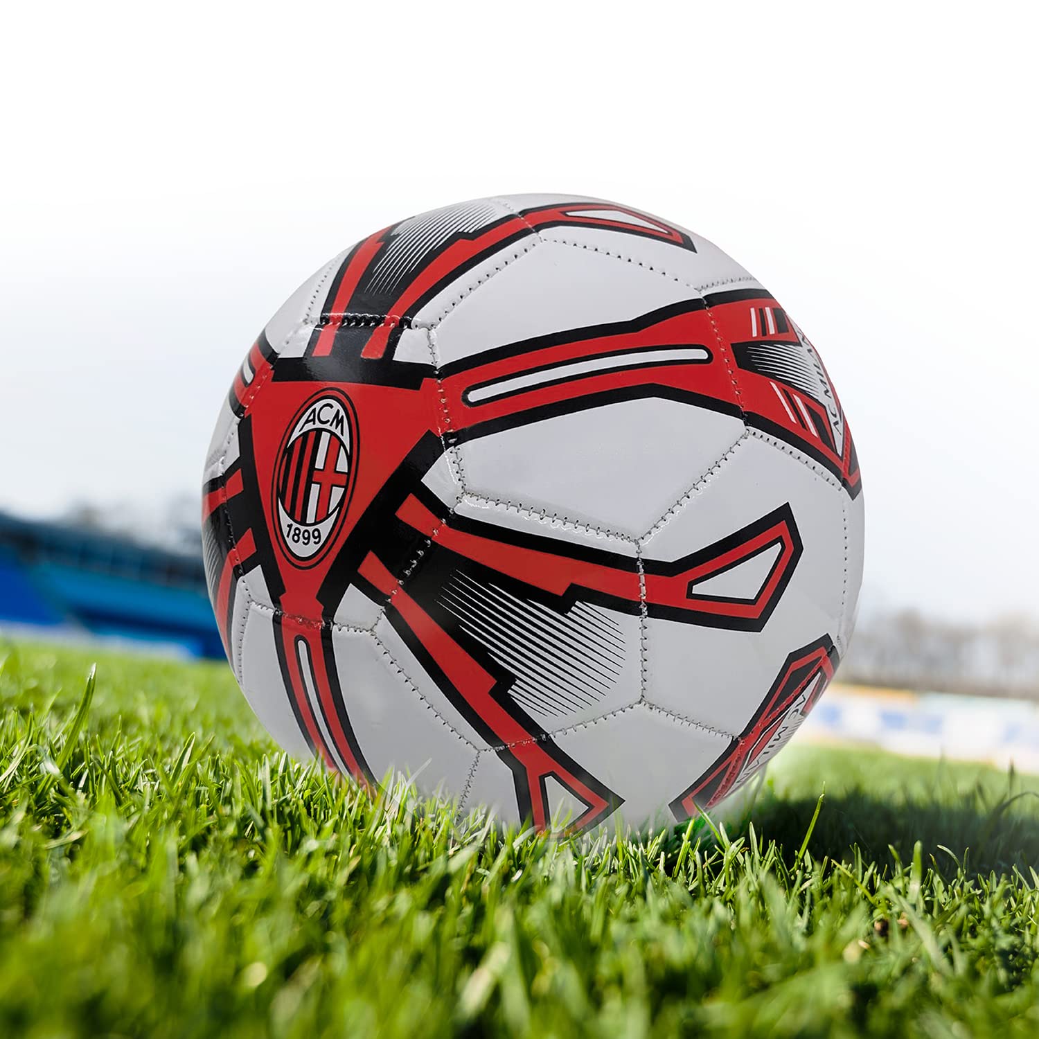 Mondo Toys - Pallone da Calcio Cucito A.C. MILAN - Prodotto Ufficiale - misura 5 - 300 g - colore Rosso Nero - 13449