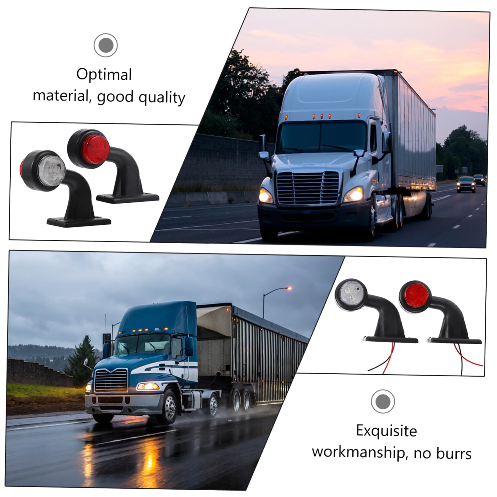 Hemobllo Luci Laterali a LED 12 Smd per Camion e Semirimorchio, Lampade di Posizione Rosso e Bianco in Abs, Facili da Installare per Sicurezza Stradale