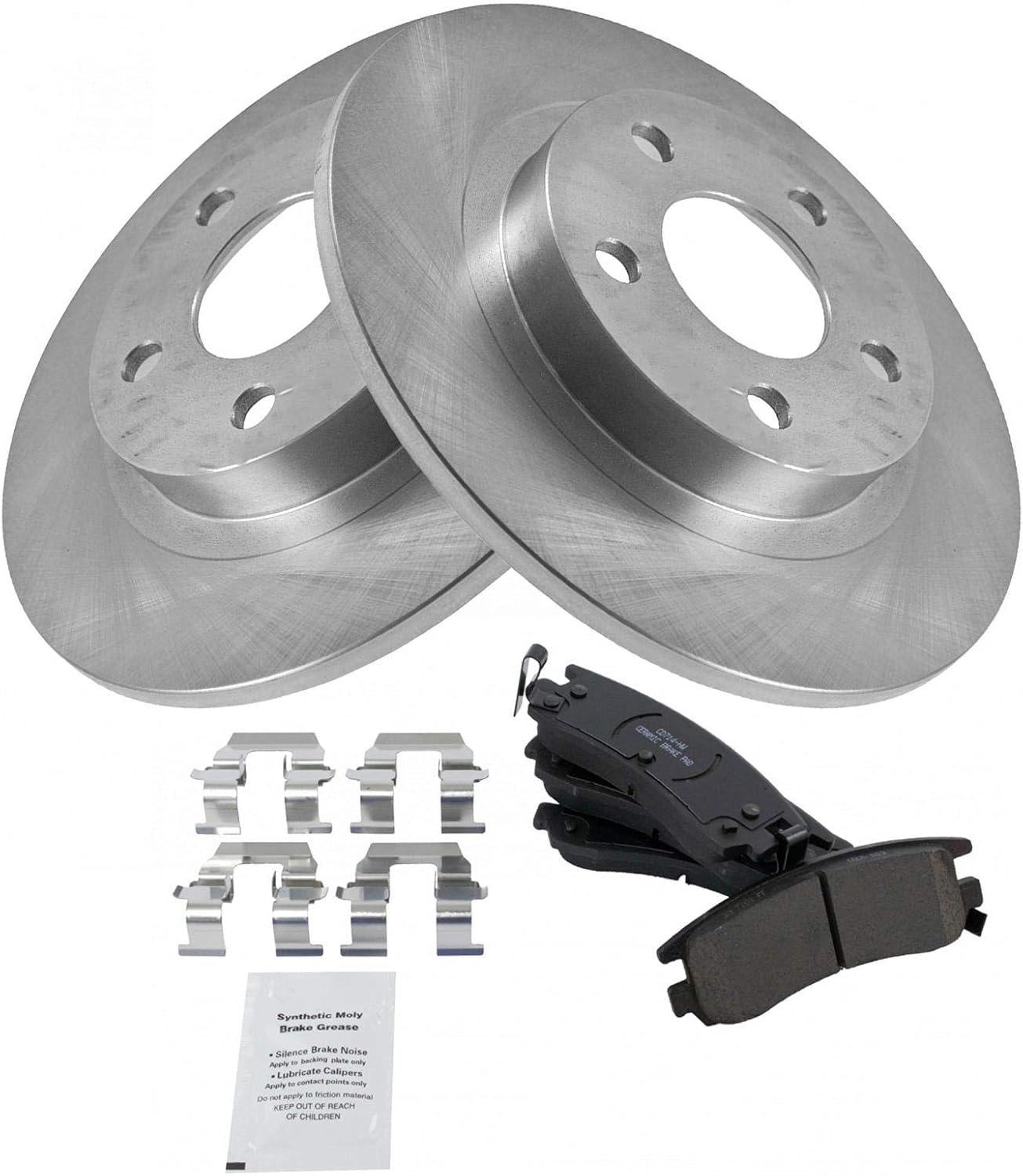 TRQ Rear Brake Pad & Rotor Kit Brake Pads Brake Rotor Ceramic Compatible with 2003-2005 Buick Park Avenue 2000-2005 Cadillac DeVille 2003-2004 Seville 2004-2005 Pontiac Bonneville