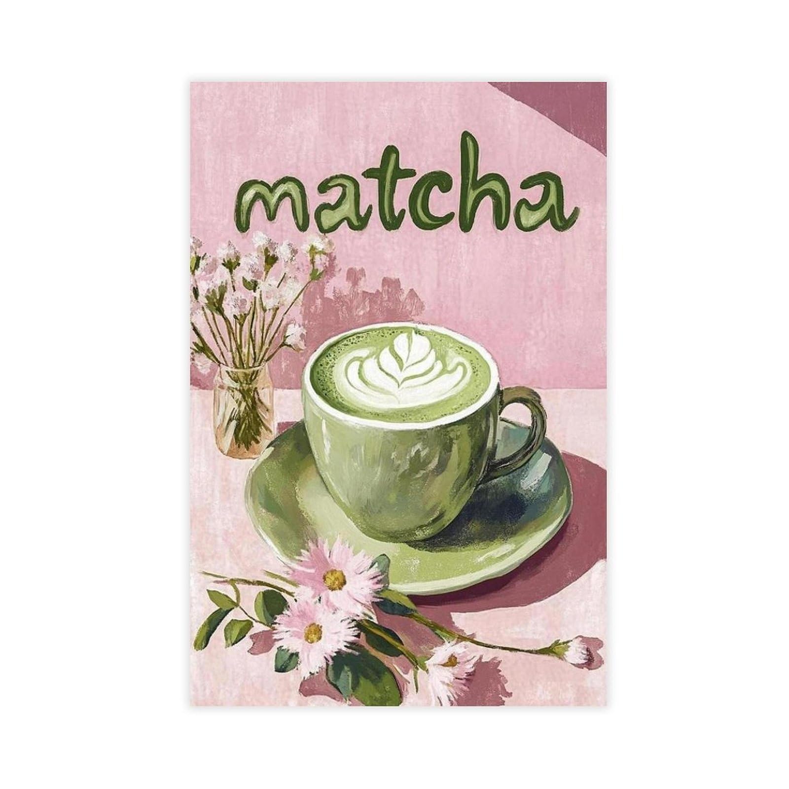 QOGDAF Matcha Latte Canvas Poster Bedroom Decor Landscape Office Room Decor Gift 12x18inch(30x45cm)