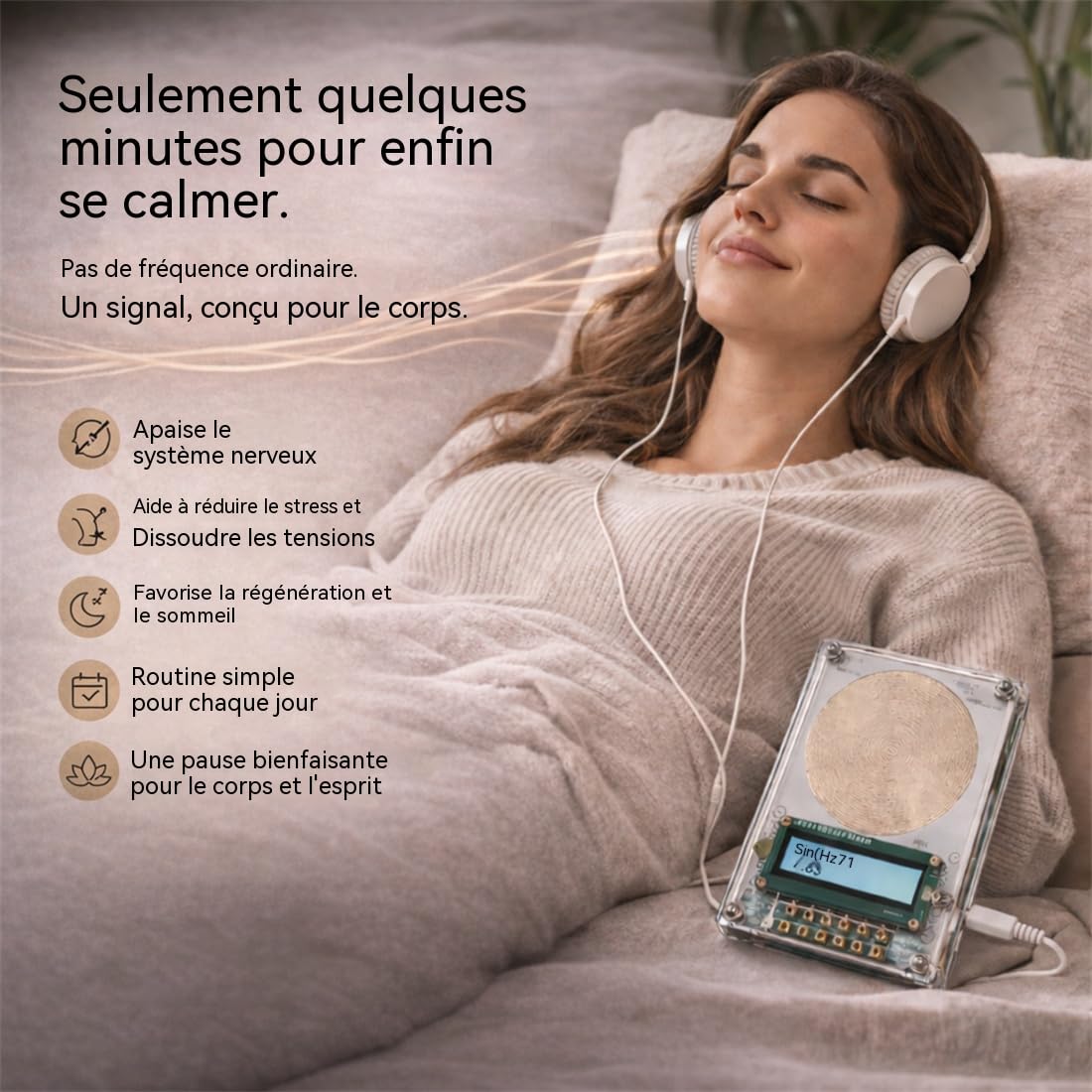 Générateur de Fréquences 7,83 Hz Onde Sinusoïdale Pure Réglable 0,01 Hz à 200 kHz Portable avec Écran USB