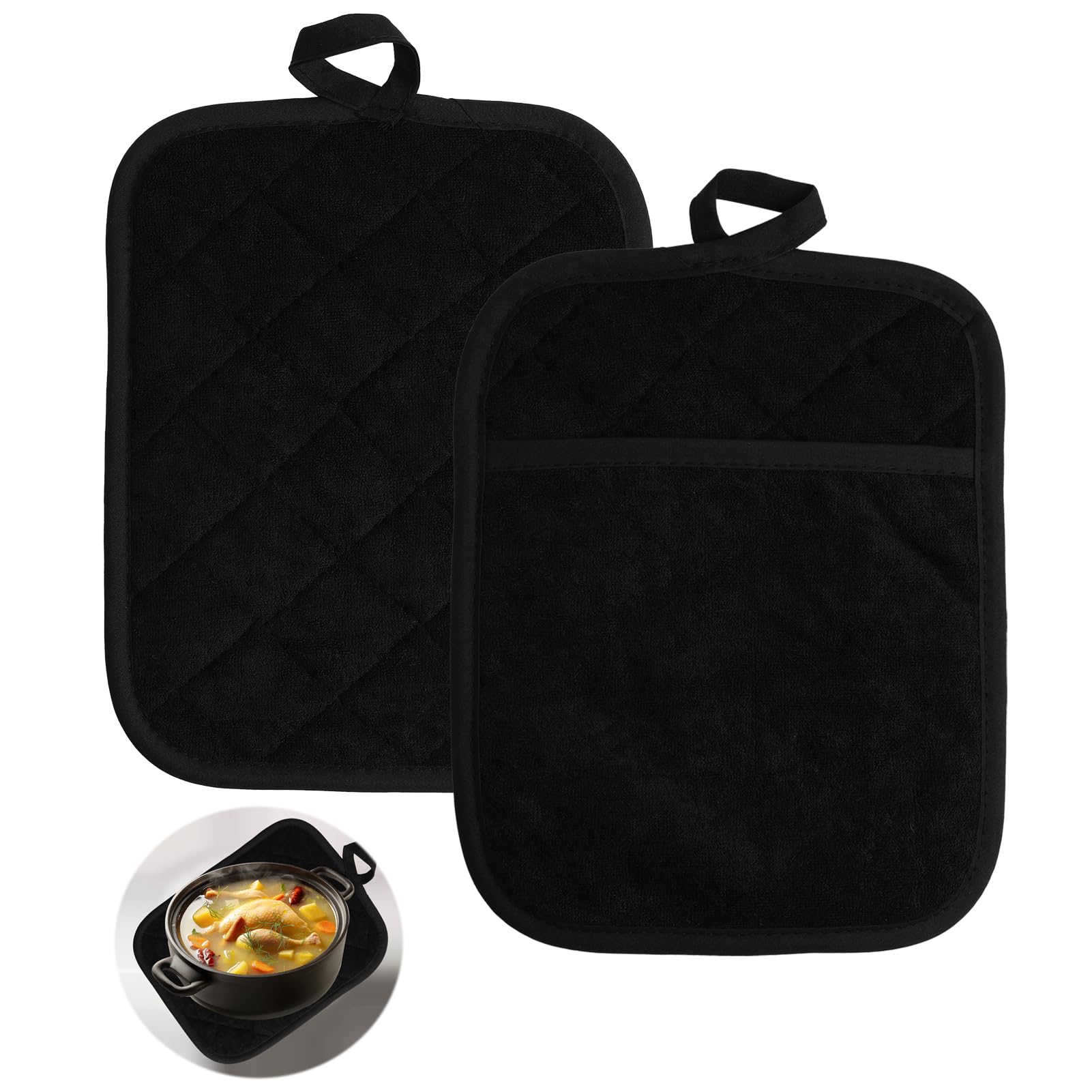 Set Di 2 Guanti Da Forno In Cotone - Antiscivolo E Resistenti Al Calore Con Tasca - Foto 8