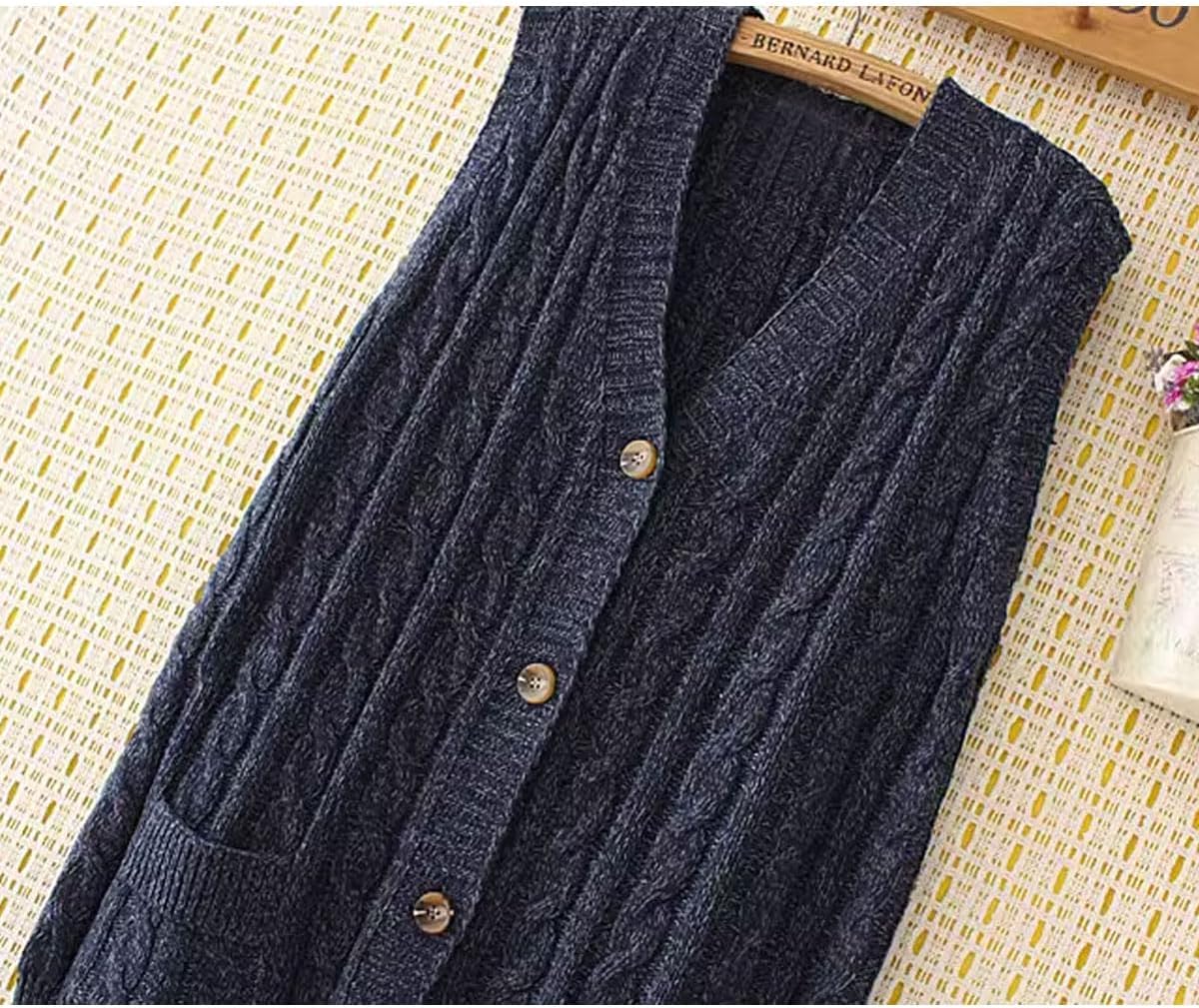 Women's Sweater Vest Sleeveless Button Down Knitted Cardigan Outwear with Pockets - Image 2