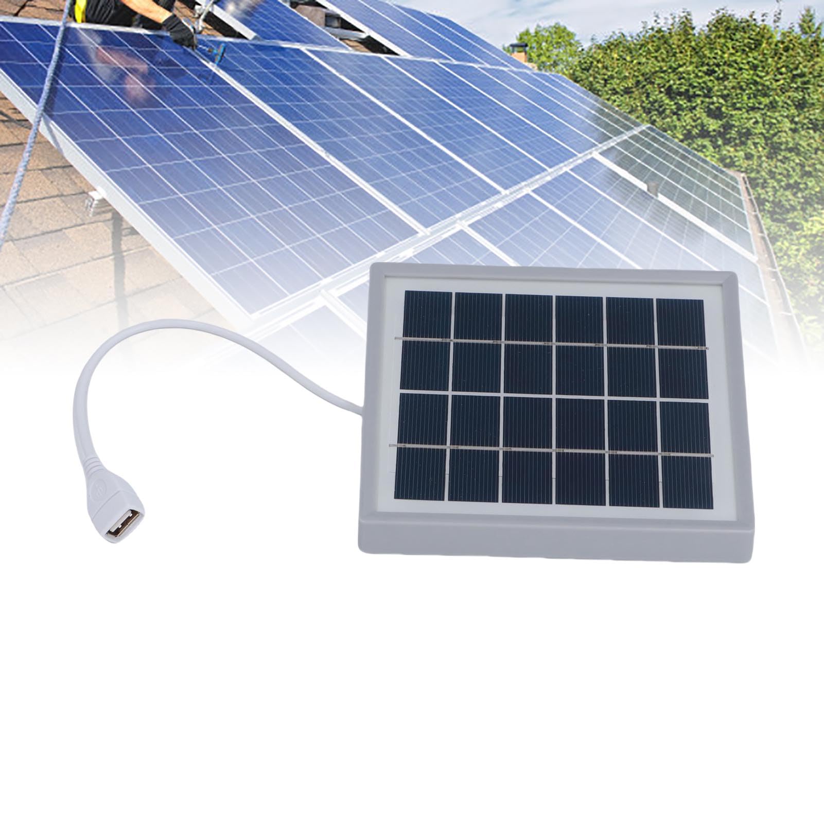 Panneau Solaire, Chargeur Solaire USB Monocristallin avec Support, Panneau Léger 5W pour Le Camping et la Randonnée