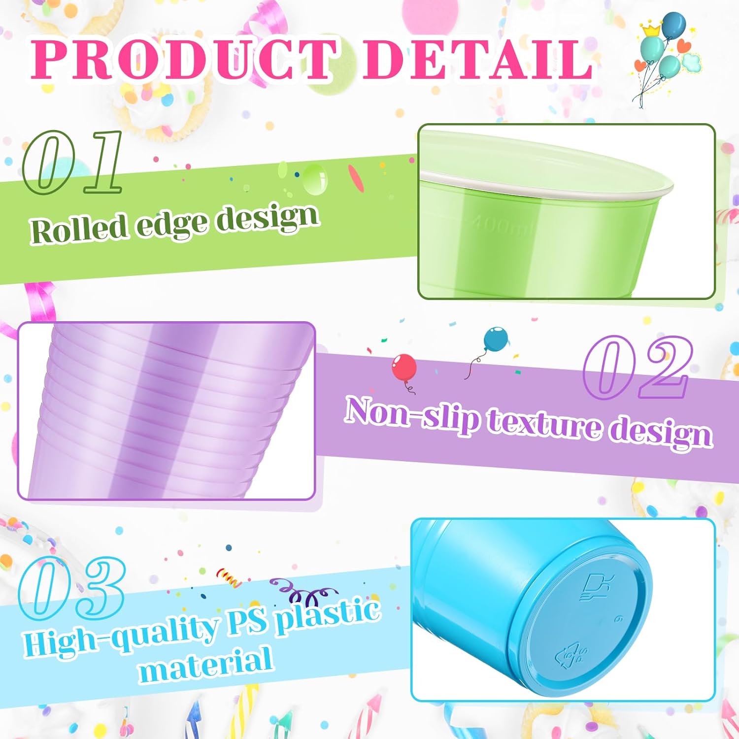 150 Pcs 16oz Plastic Cups Bulk Multiple Colors Disposable Cups Supplies for Birthday Wedding Graduation Halloween Thanksgiving Christmas Festival Family Gatherings Celebrations - Image 3
