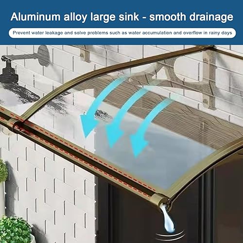 Miniatura 2 de Toldo curvo para puerta de ventana con fregadero de aleación de aluminio, toldo de ventana de porche anti-UV, cubierta de policarbonato transparente