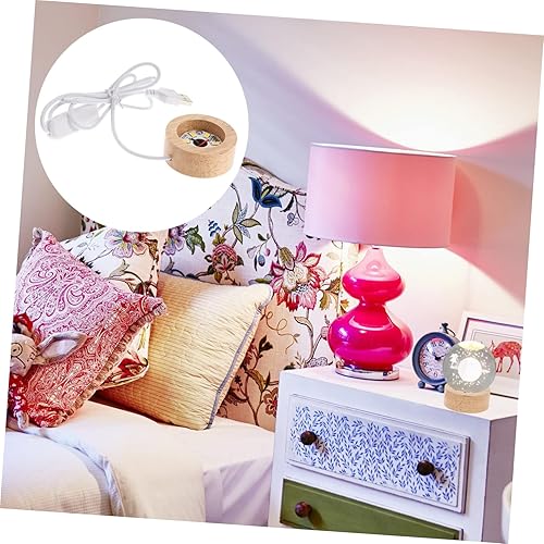 Miniatura 4 de Angoily Pantalla 5 unids Crystal Ball Lámpara Soporte Soporte de Monitor de Madera Base de Luz Base LED de Madera Arte de Cristal Iluminado Bolas de