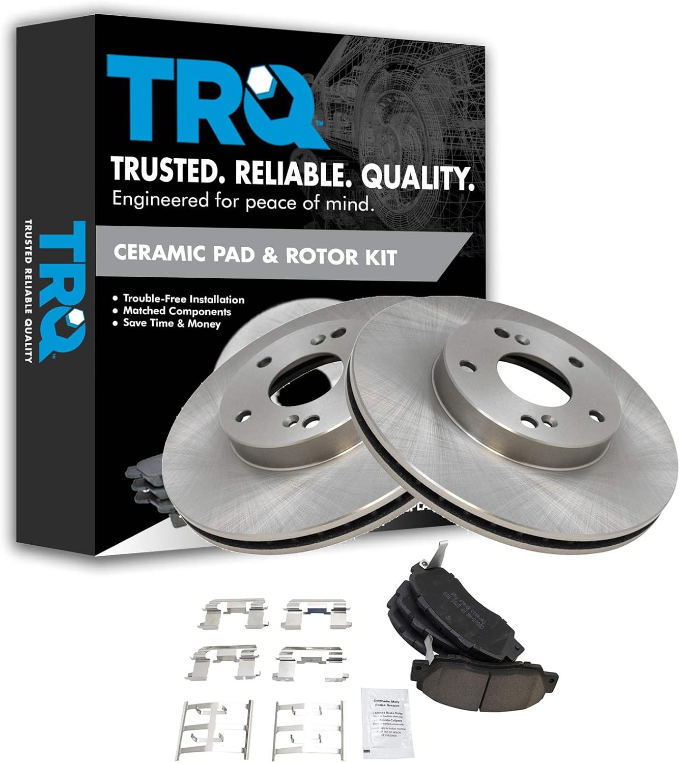 TRQ Front Brake Pad & Rotor Kit Brake Pads Brake Rotor Ceramic Compatible with 1998-2002 Honda Accord