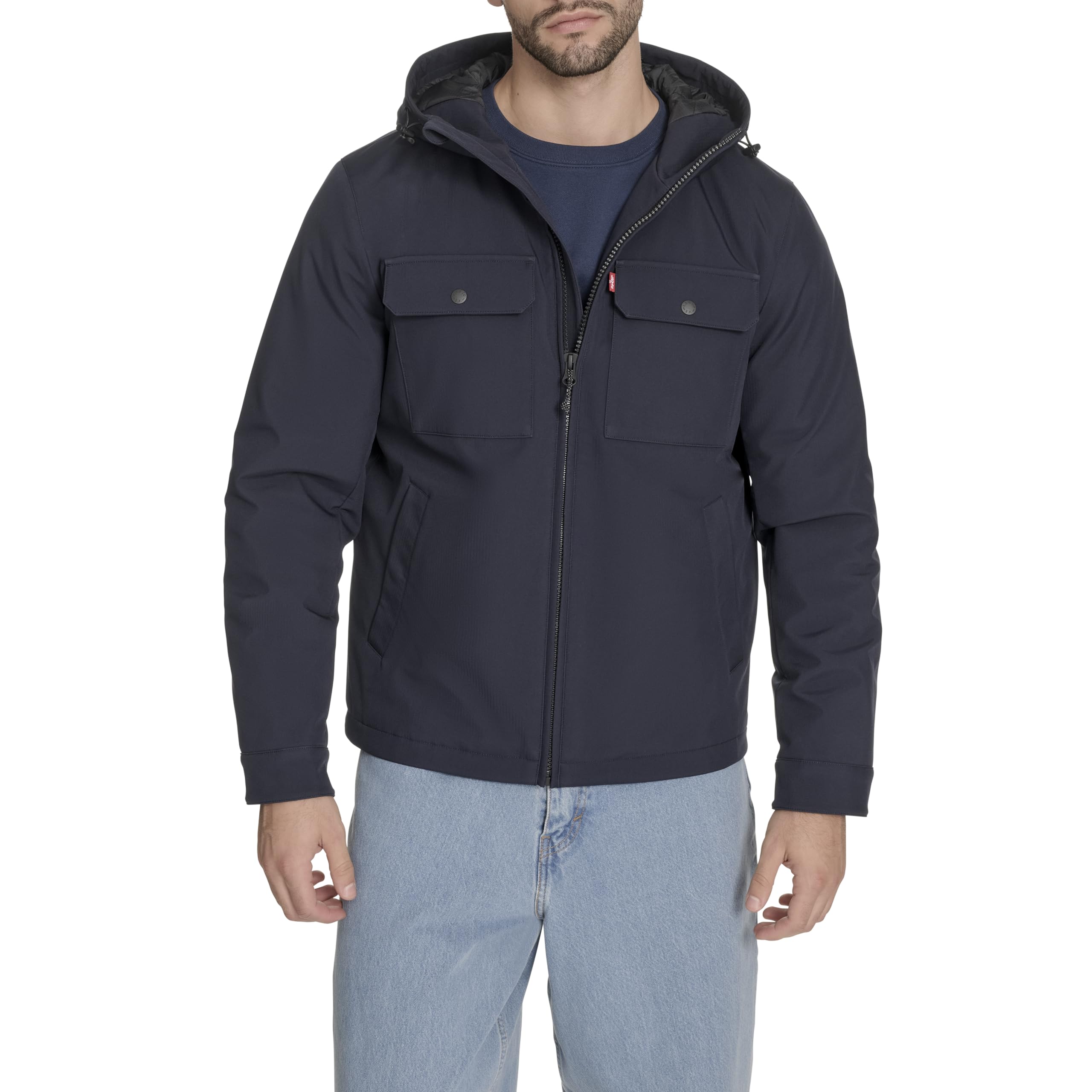 Levi's Herren Ripstop Softshell Jacke mit Kapuze, Mitternacht/Ausflug, einfarbig (Midnight//Getaway Solids), XXL