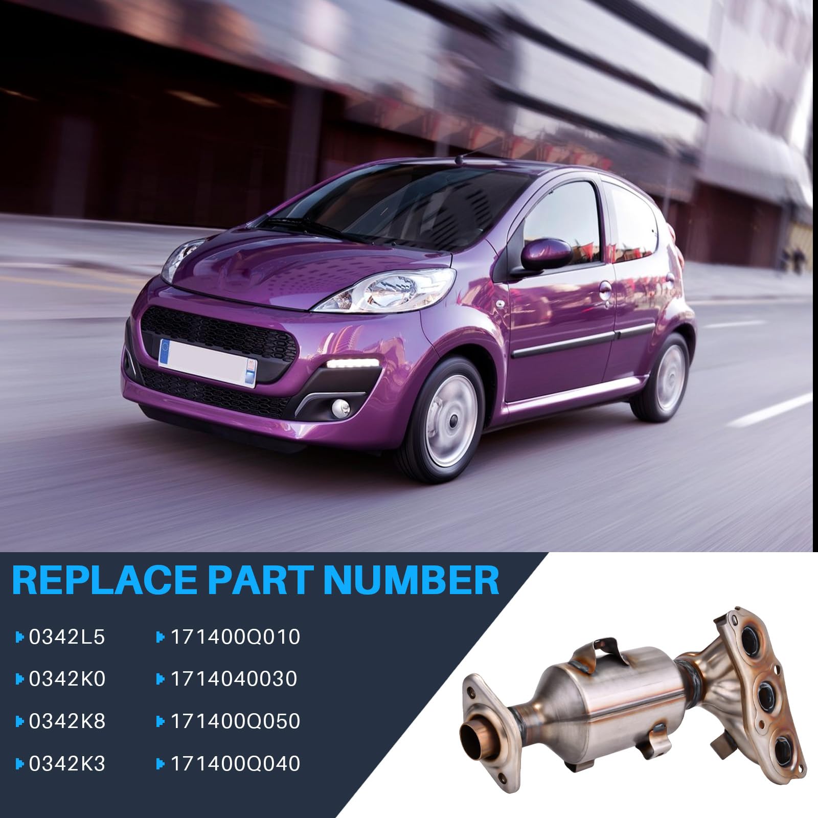 Catalizzatore con parti di montaggio Compatibile con C1 (PM_, PN_) 107 (PM_, PN_) AYGO (_B1_) Sostituzione per 0342L5 171400Q010