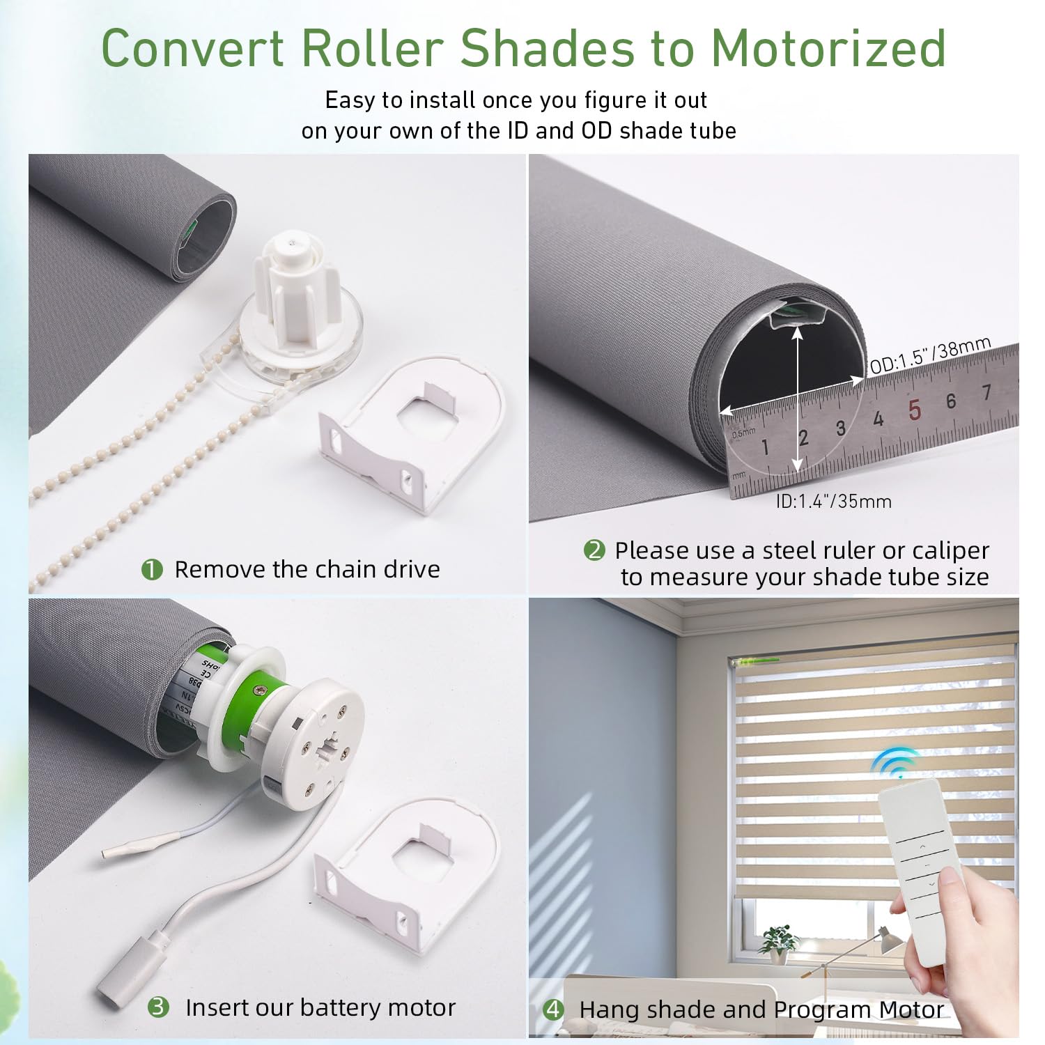 Snapklik.com : 5V USB-C Tubular Motor Blinds Kit Retrofit Motorized ...