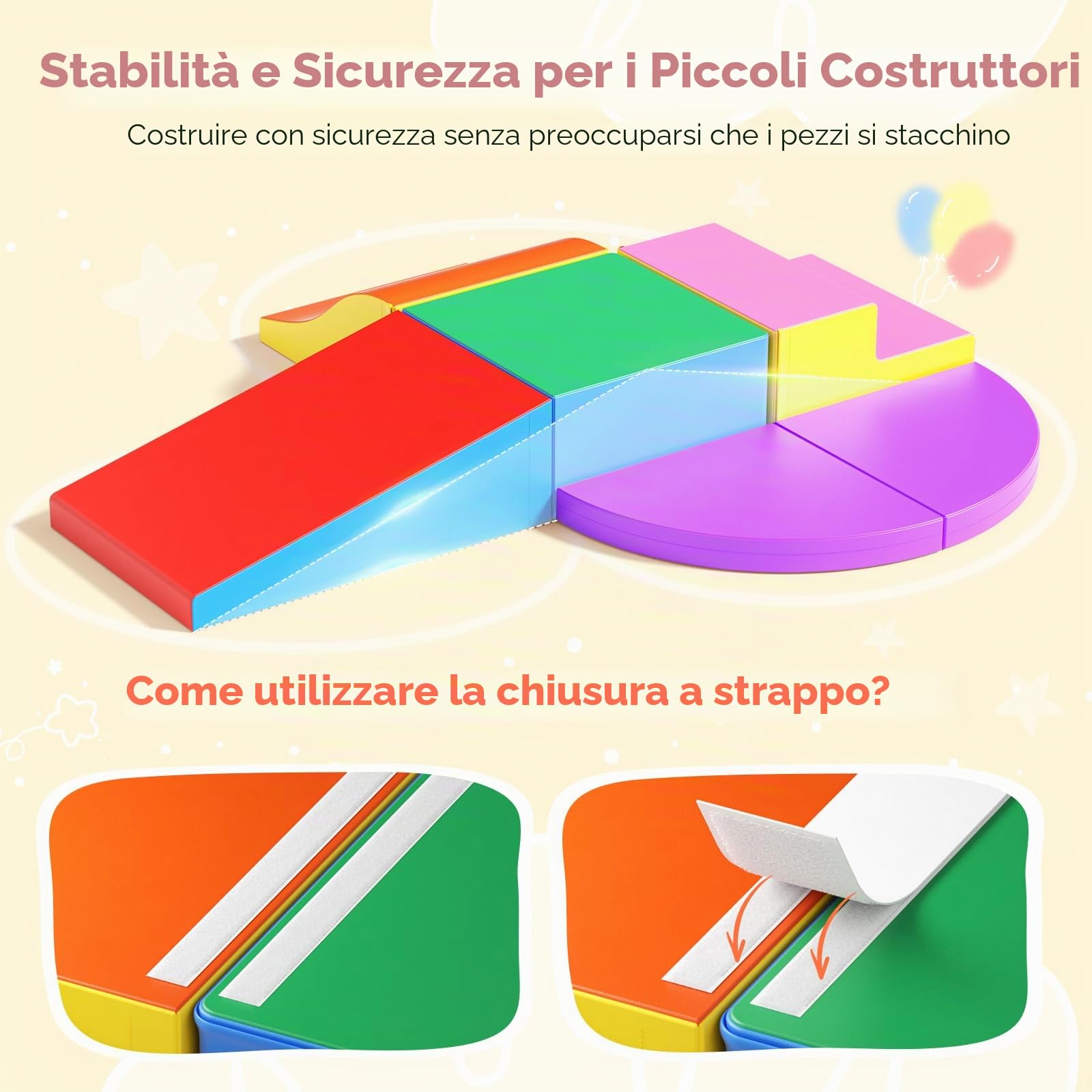 Lischwert - Set di 6 blocchi da costruzione giganti in schiuma kit castello, multicolore (HMJM)