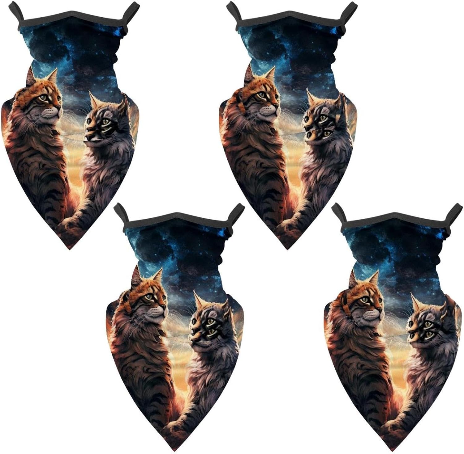 4 Pack Starry Animal Neck Gaiter, Cooling Breathable Face Mask UV Protection Scarf Hiking Bandana for Men/Women