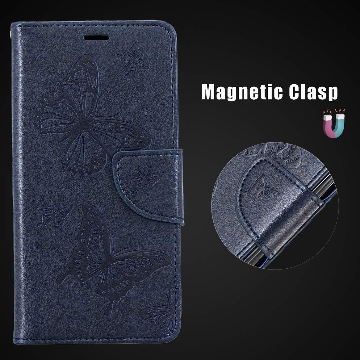 Custodia Portafoglio Premium Per Xiaomi Redmi Note 8 Pro – Fantasia Farfalla, Pelle PU, Morbida E Magnetica (Viola) - 6