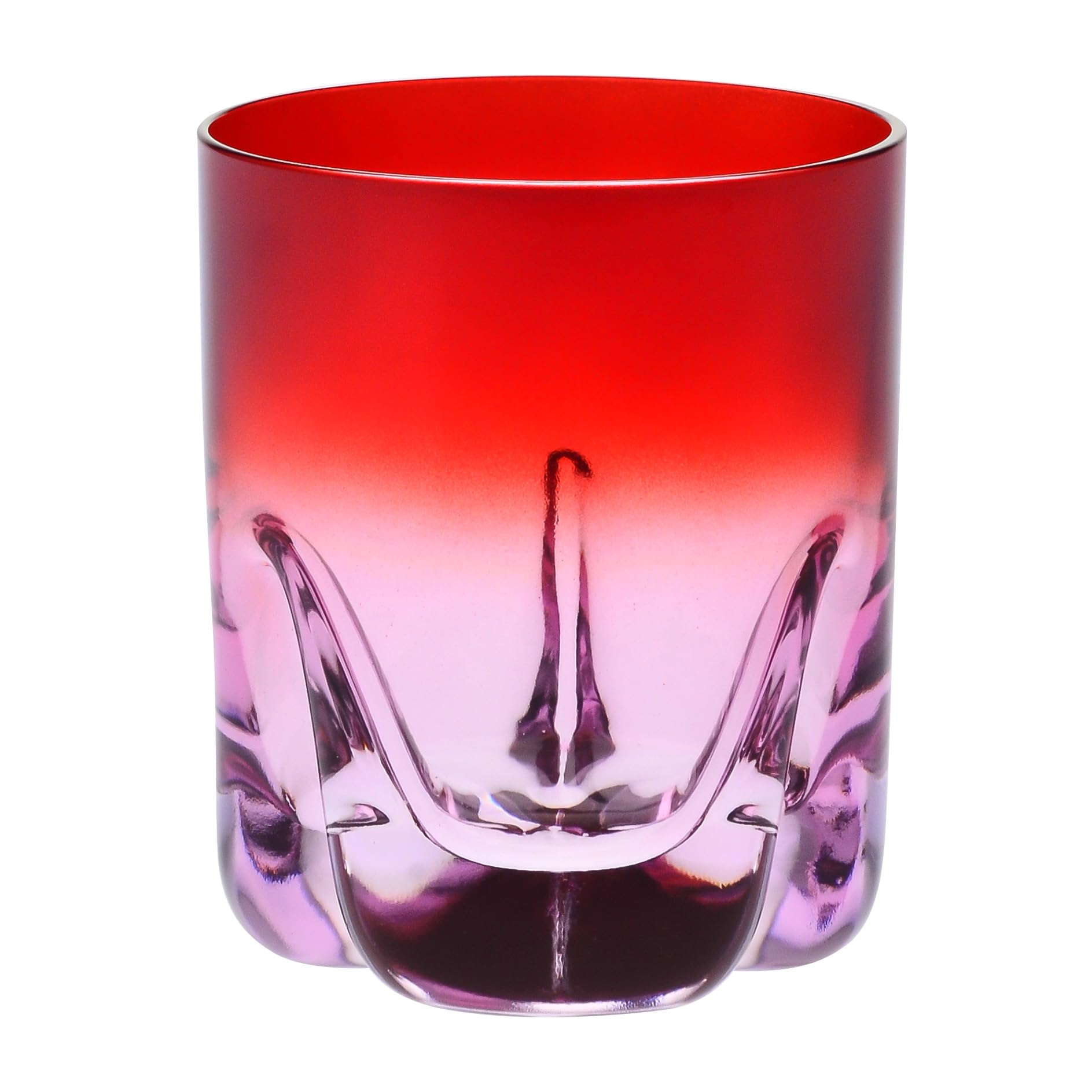 Krosno – Vasos de Whisky, Bebidas y Cócteles 250 ml – Set de 4 unidades en 4 colores únicos – Colección Aurora – Cristal sin Plomo – Pintados a Mano