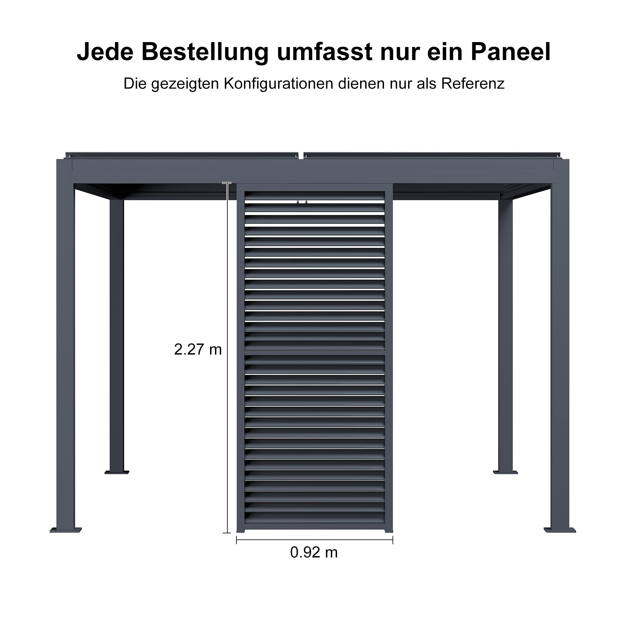 PURPLE LEAF Lamellenpergola Zubehör BY-AS, 1er-Set Alu Feste Horizontale Lamellenwand Paneel, für 3 m Graue Lamellenwand, Lamellenpergola Nicht Enthalten, Grau