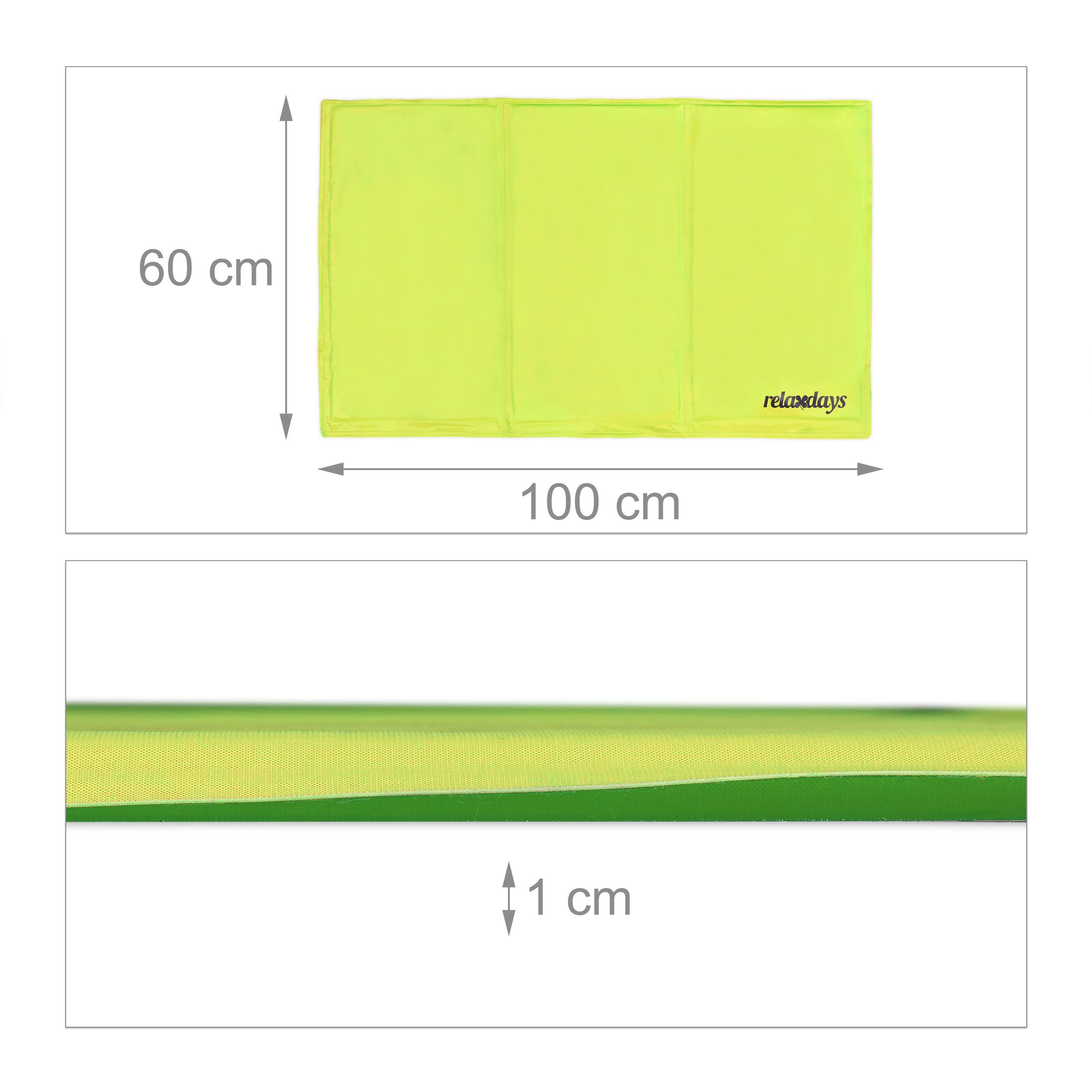 Relaxdays Tapis rafraîchissant pour Chien, 60 x 100 cm, Matelas Auto-rafraichissant, Gel, pour Vos Animaux, Vert