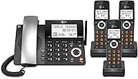 Vista 24 de AT&T Teléfono doméstico inalámbrico DECT 6.0 expandible de 2 auriculares con pantalla grande, botones grandes, contestador, bloqueador de llamadas