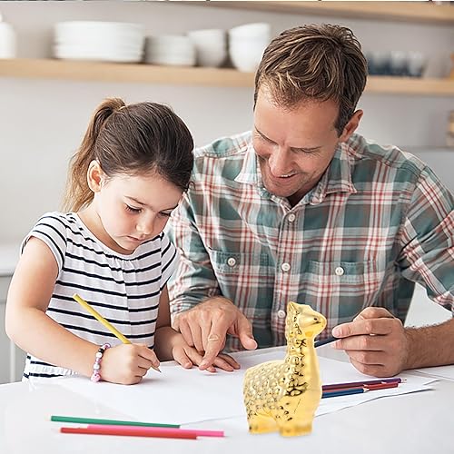 Miniatura 7 de Pequeña estatua de animal dorada de alpaca, decoración moderna para el hogar, figuras de cerámica de animales, decoración de estantería, escultura