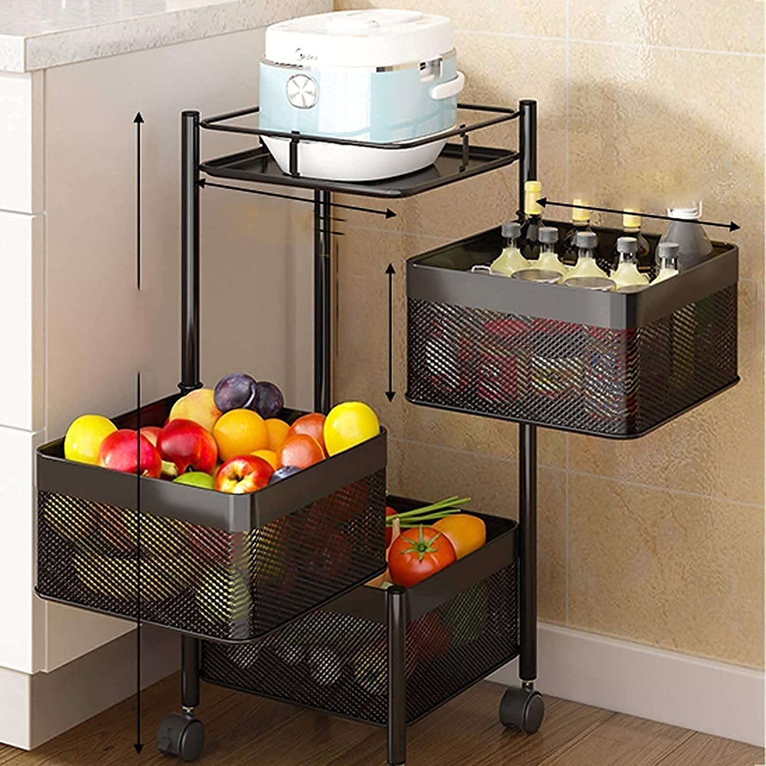 Estante para el hogar de múltiples capas con formato de piso cuadrado para cocina moderna