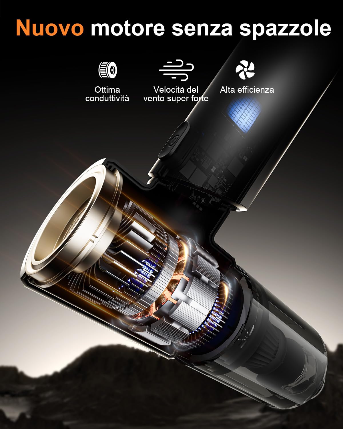 Aspirapolvere Auto, 16000Pa Aspirabriciole Senza Fili, Aspirapolvere per Auto110000RPM Aspiratore e Soffiatore con Motore Brushless, Mini Aspirapolvere Senza Fili per Auto Casa Ufficio Peli Domestici