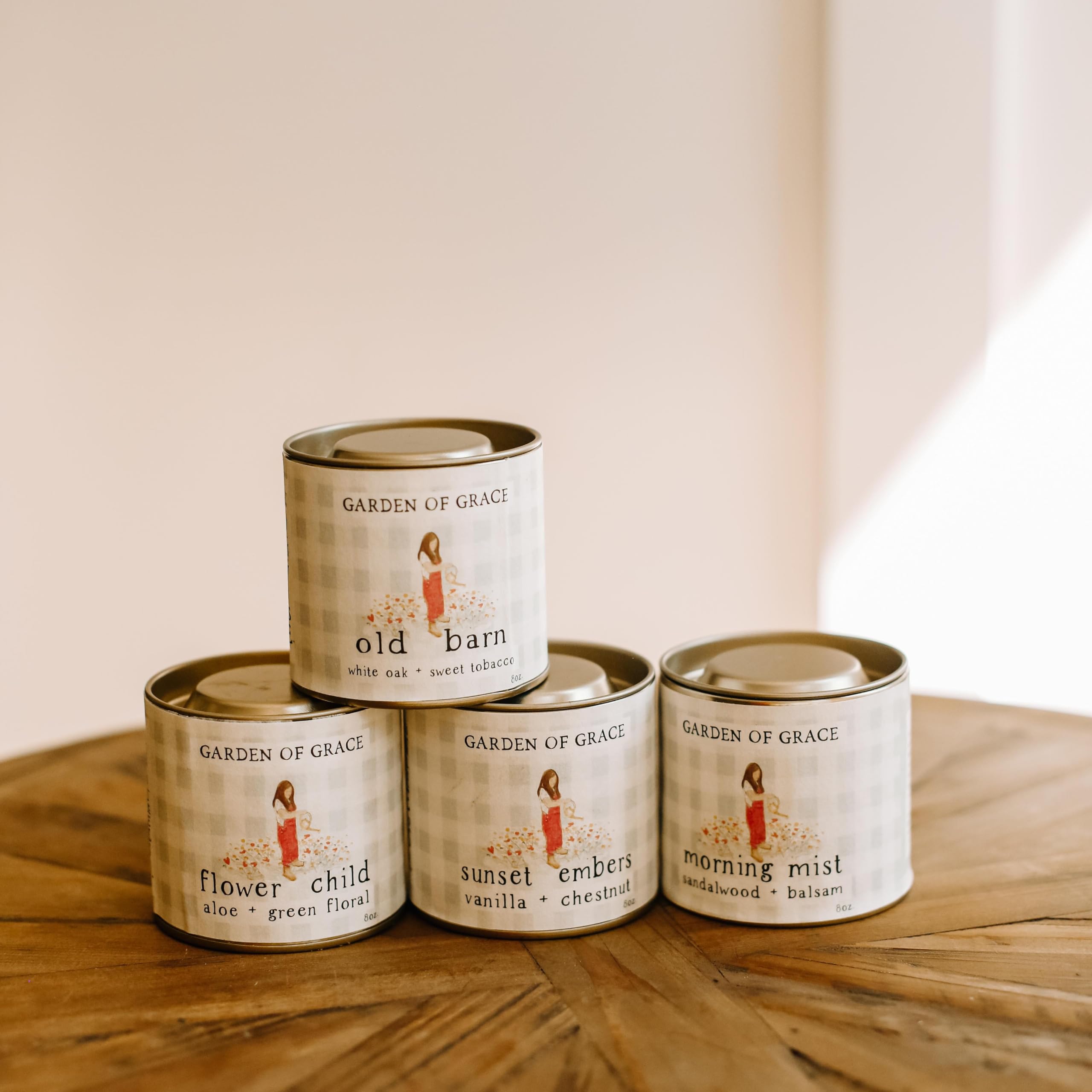 8oz clean burning GARDEN OF GRACE - four 8oz COMBO| 100% all natural soy | phthalate + lead free | hand poured luxury soy wax | clean burning | highly scented