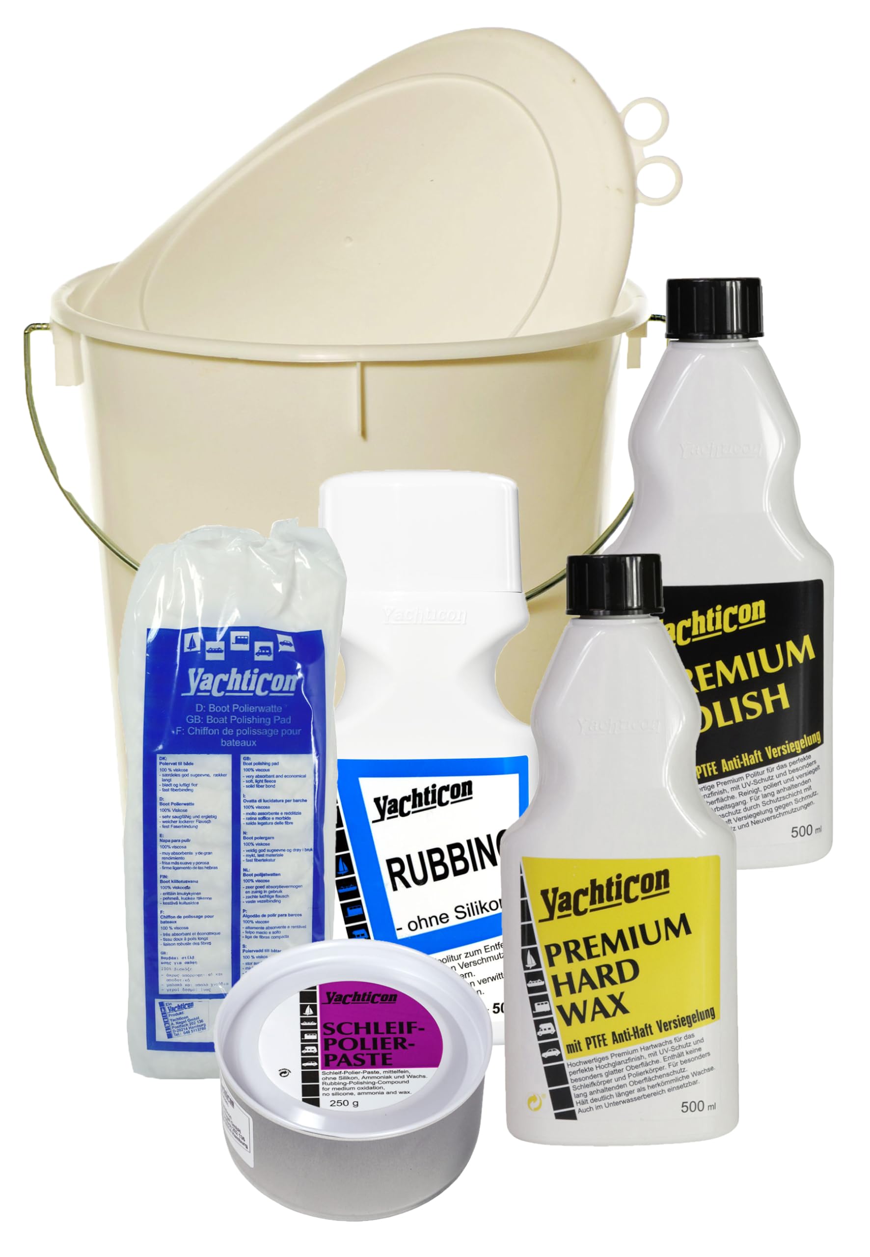 Yachticon Boots Politur Set abrasivi e pasta lucidante Rubbing Premium Politur con Teflon Premium Duro Wax con Teflon